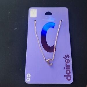 gold  toned personal initial charm necklace letter C